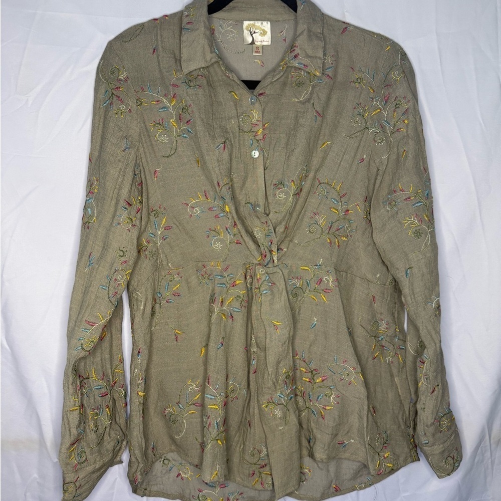 Fig & Flower Embroidered Boho Blouse